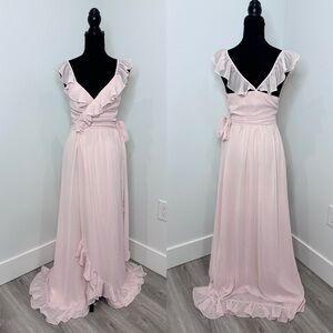 Ceremony by Joanna August Blush Wrap Maxi Formal Dress (S)